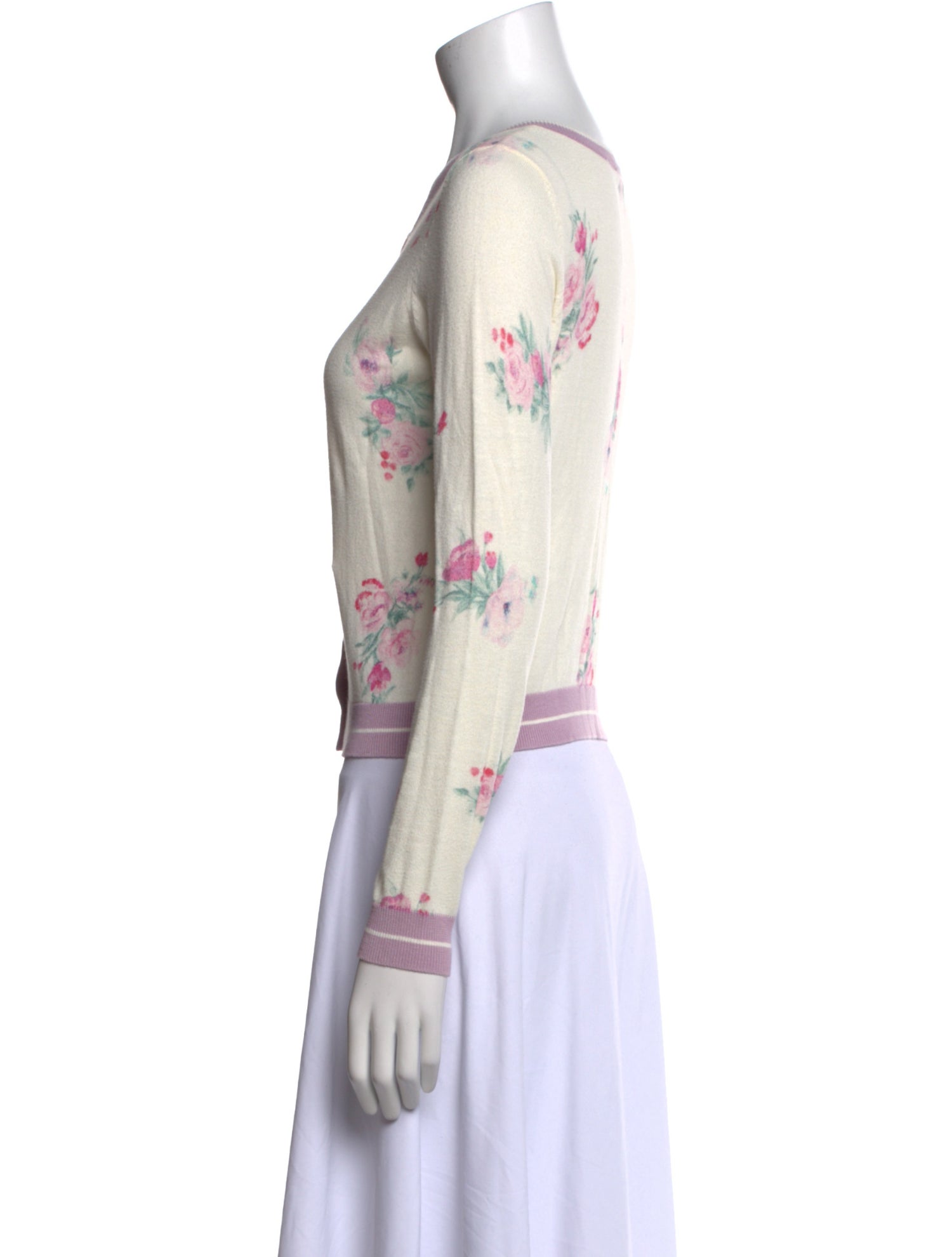 LoveShackFancy Floral Print Scoop Neck Sweater