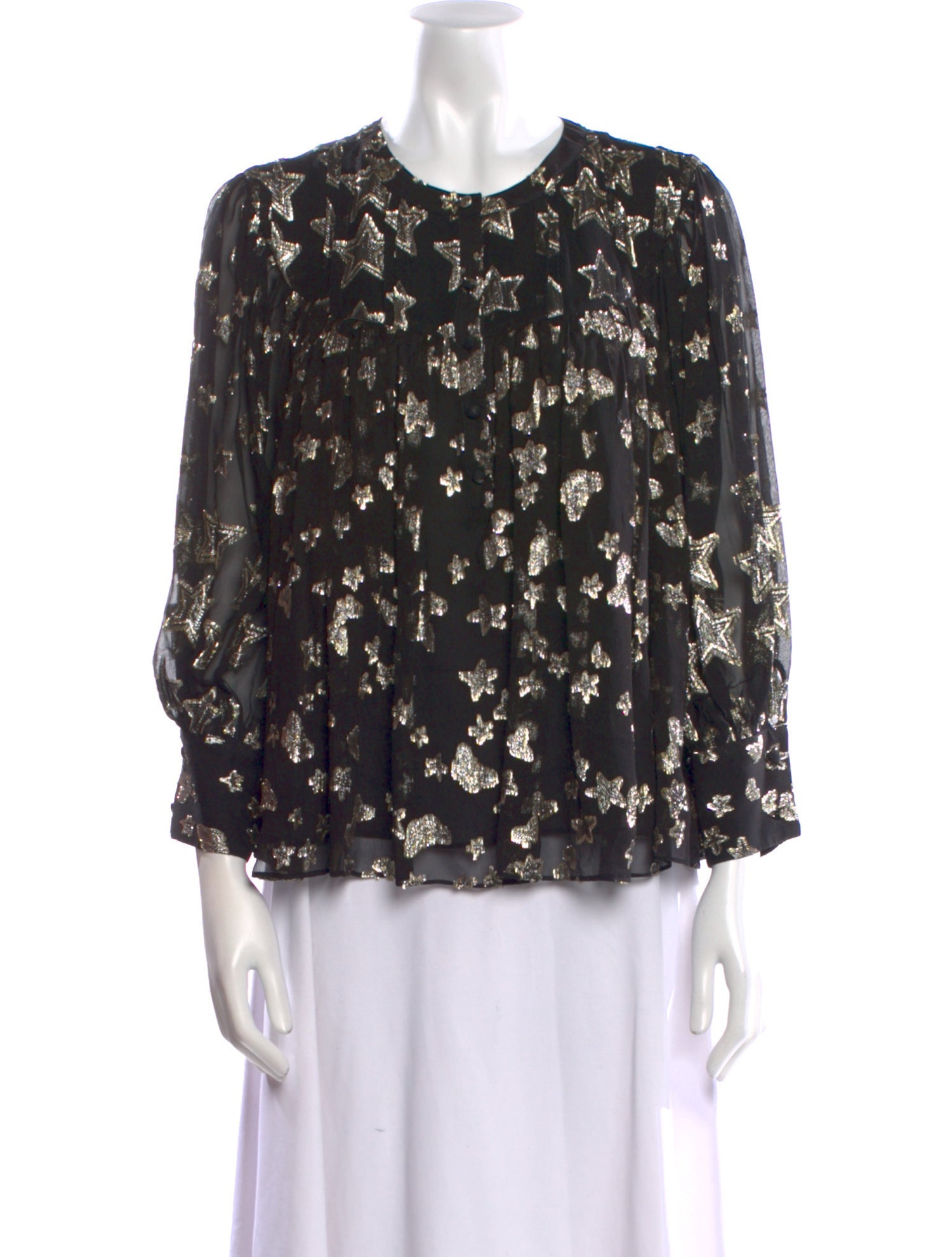 LoveShackFancy Silk Floral Print Blouse