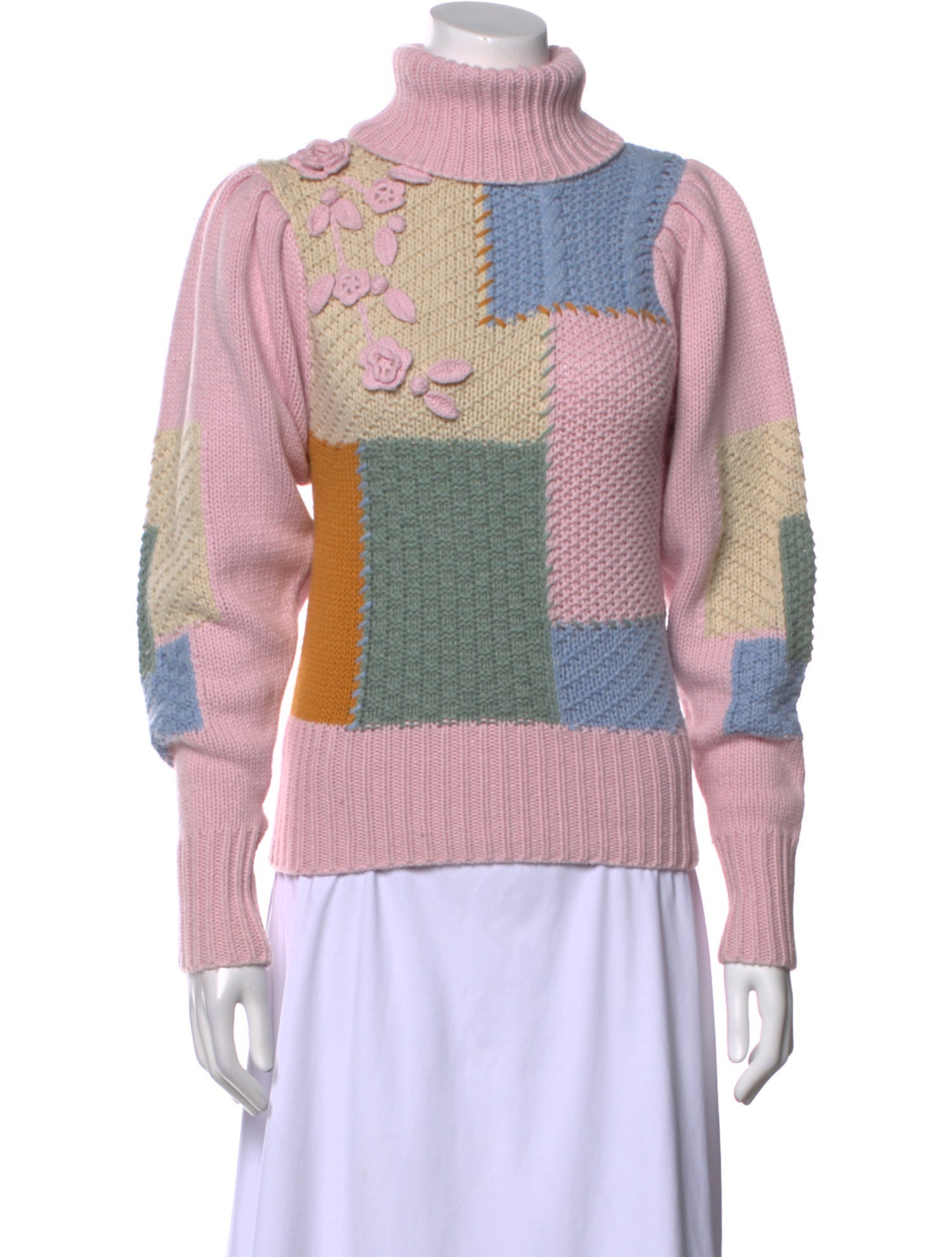LoveShackFancy Nylon Colorblock Pattern Sweater
