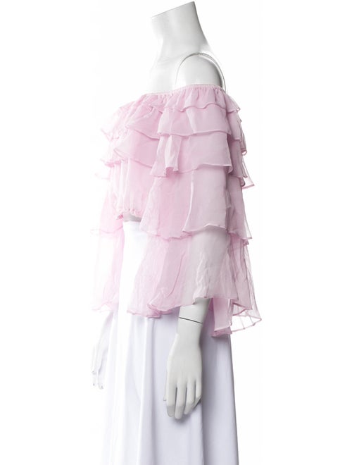 LoveShackFancy Silk Off-The-Shoulder Crop Top