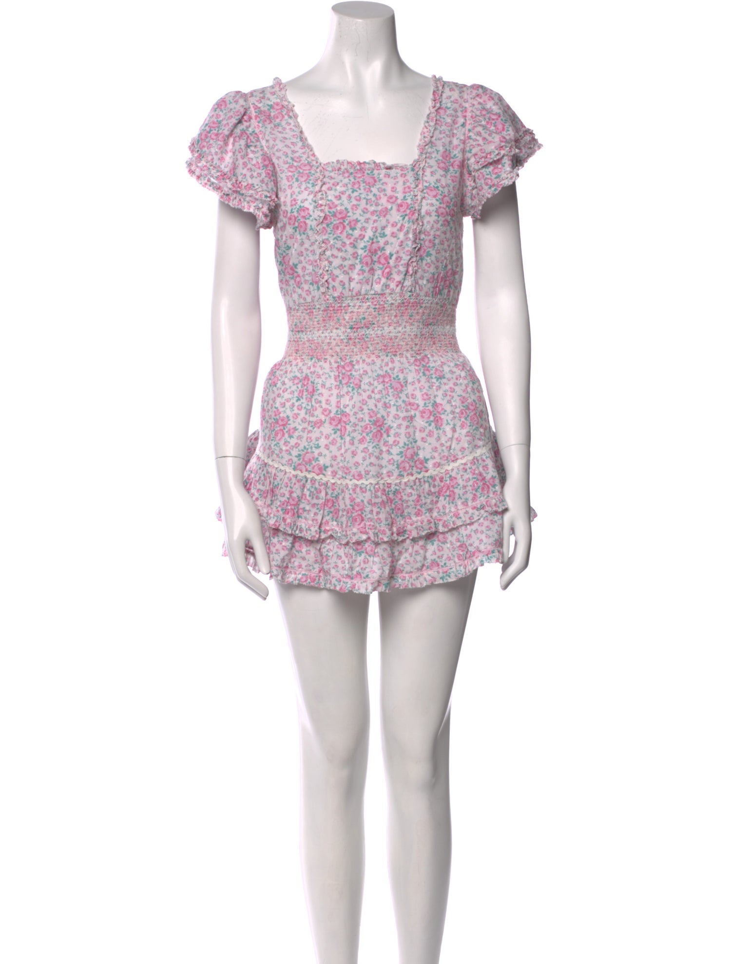 LoveShackFancy Floral Print Mini Dress