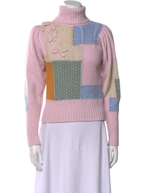 LoveShackFancy Nylon Colorblock Pattern Sweater