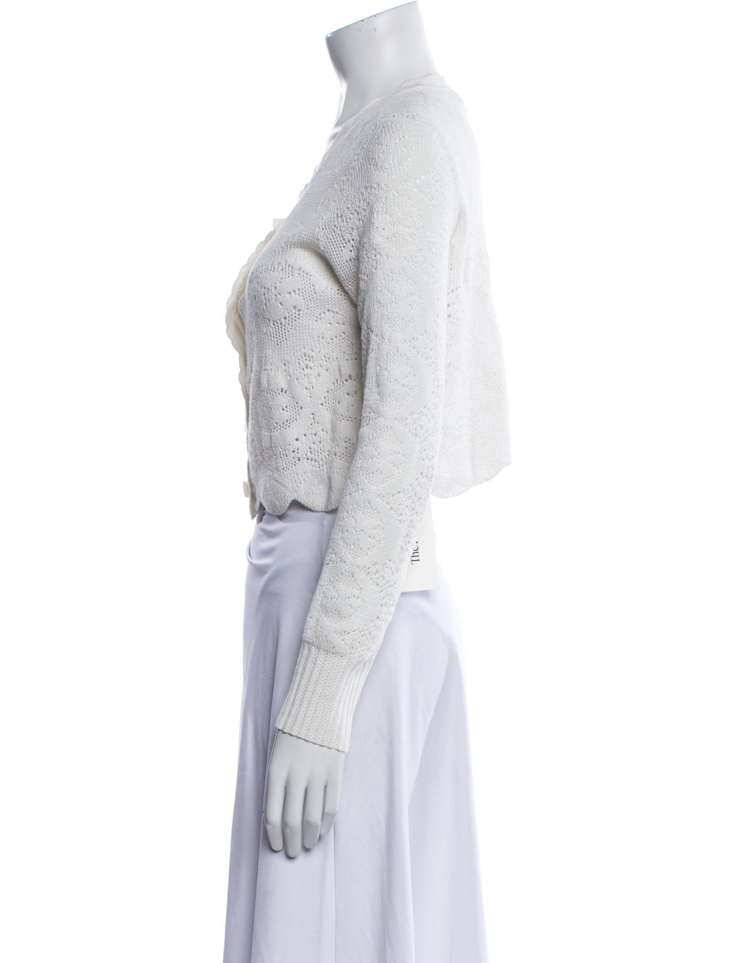 LoveShackFancy Lace Pattern V-Neck Crop Top