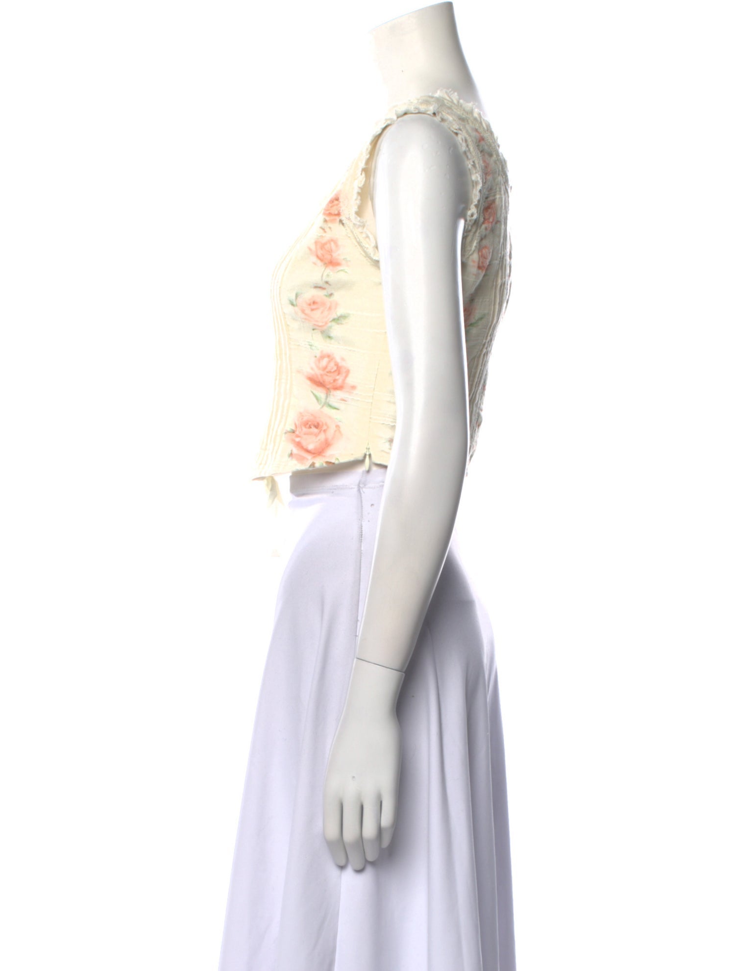 LoveShackFancy Floral Print Scoop Neck Crop Top w/ Tags