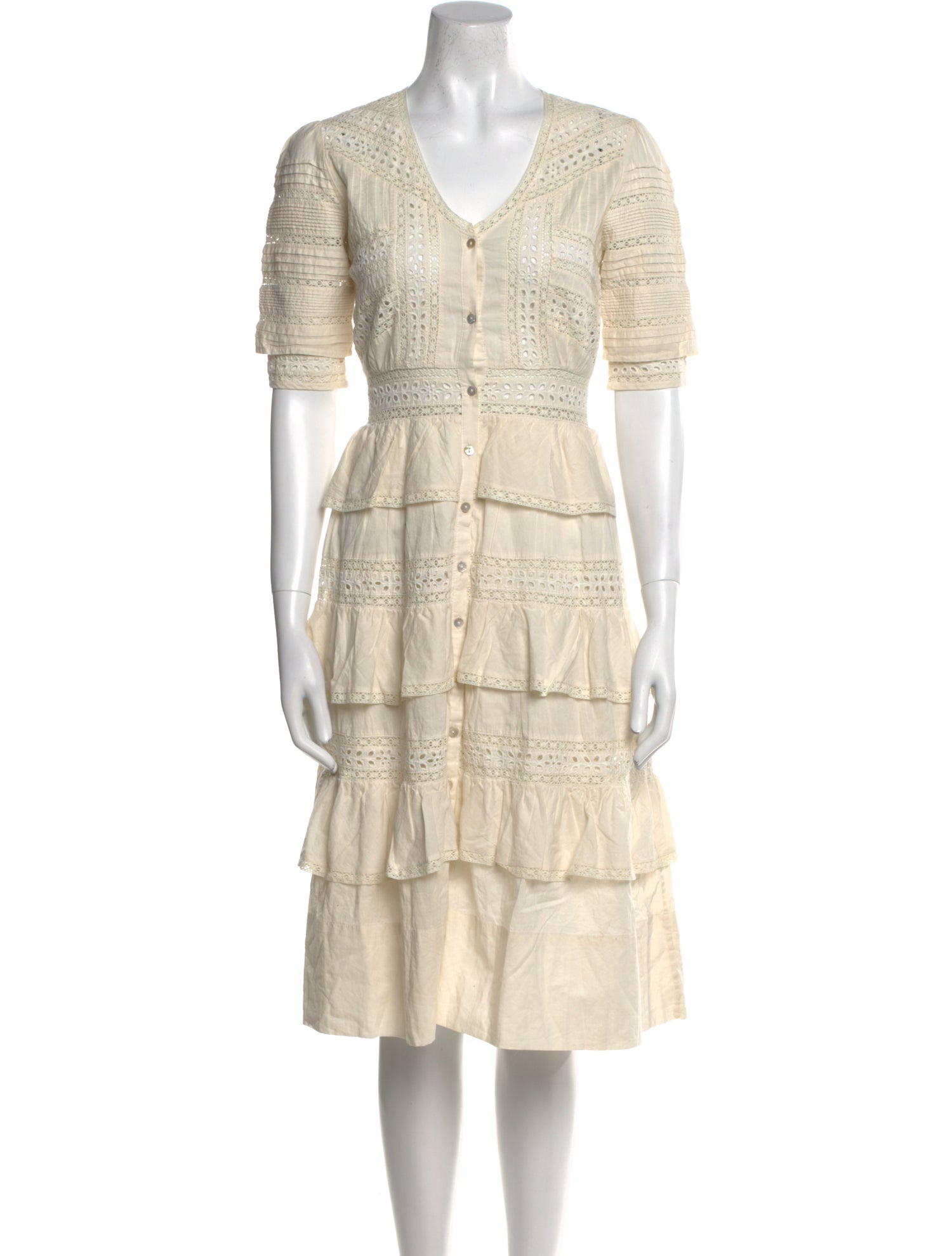 LoveShackFancy V-Neck Midi Length Dress