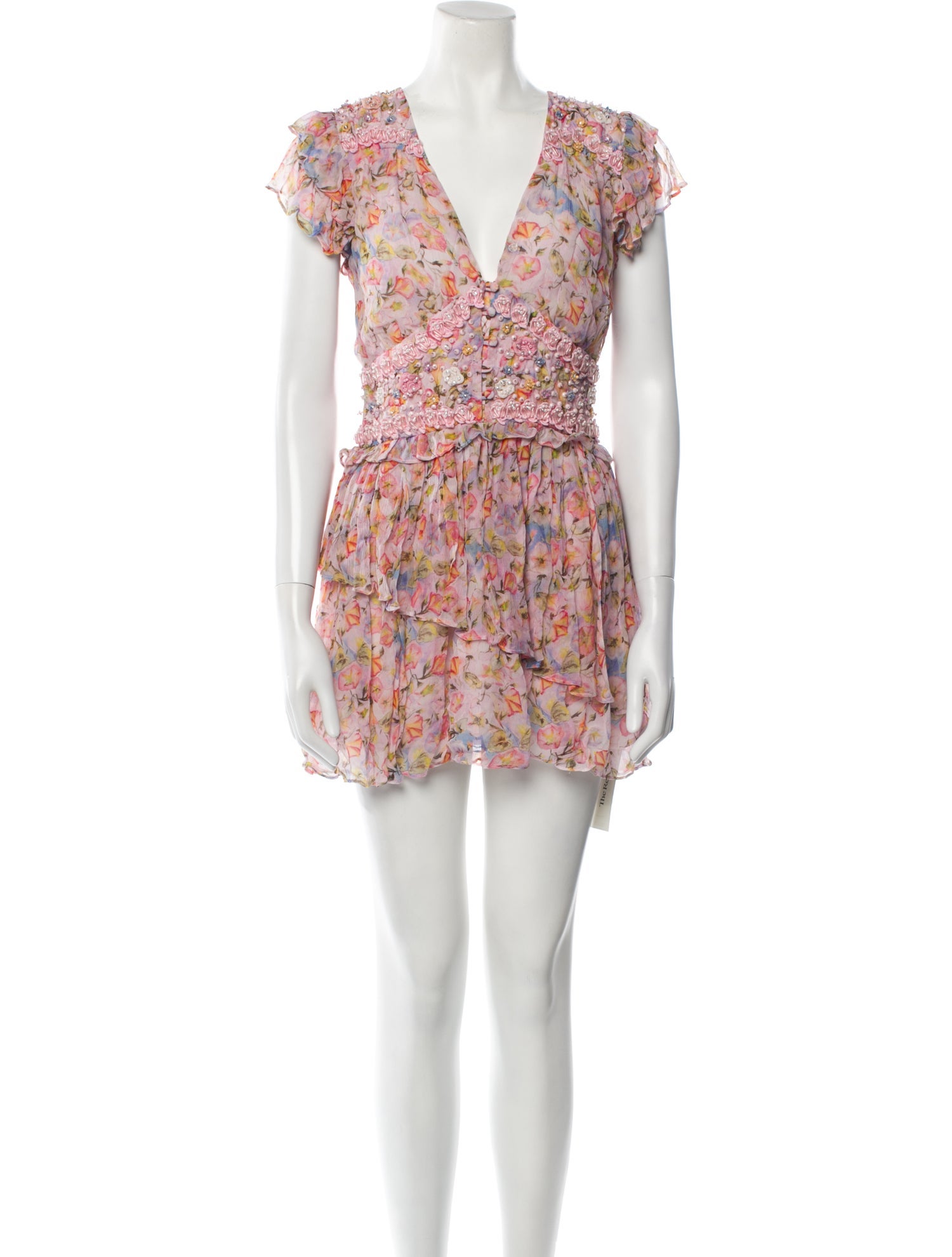 LoveShackFancy Floral Print Mini Dress