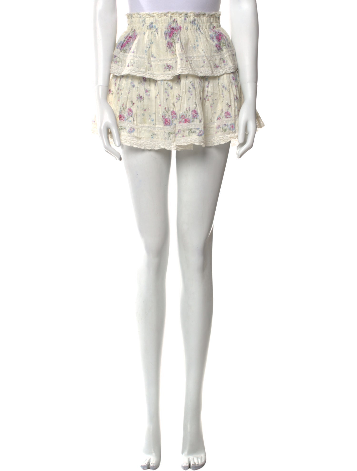 LoveShackFancy Floral Print Mini Skirt