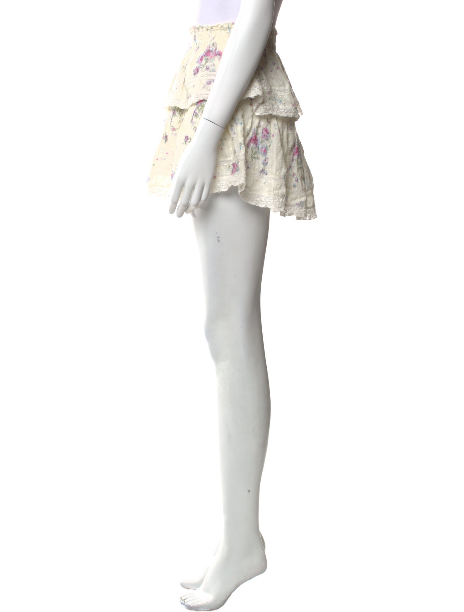 LoveShackFancy Floral Print Mini Skirt