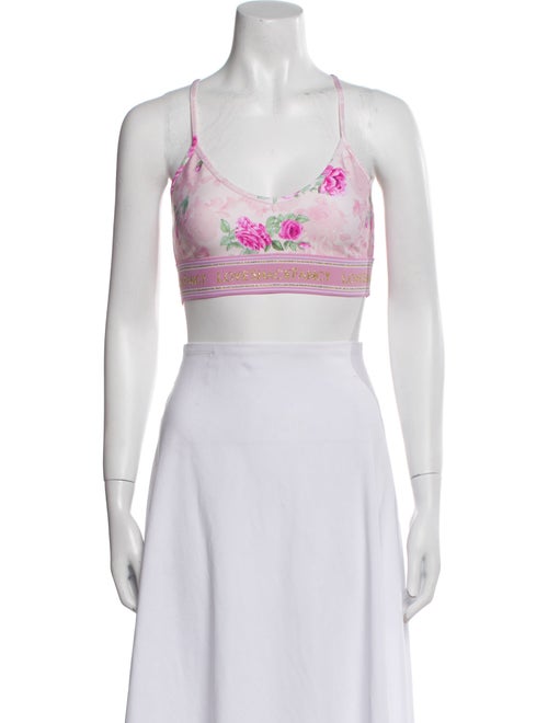 LoveShackFancy Floral Print Scoop Neck Crop Top