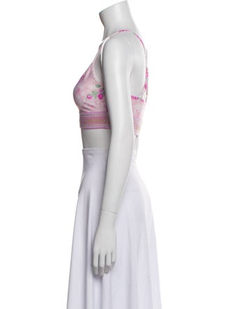 LoveShackFancy Floral Print Scoop Neck Crop Top