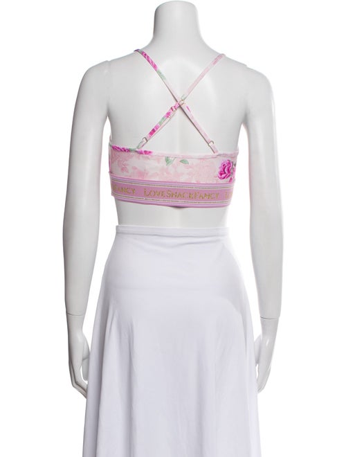 LoveShackFancy Floral Print Scoop Neck Crop Top