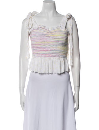 LoveShackFancy Striped Square Neckline Crop Top