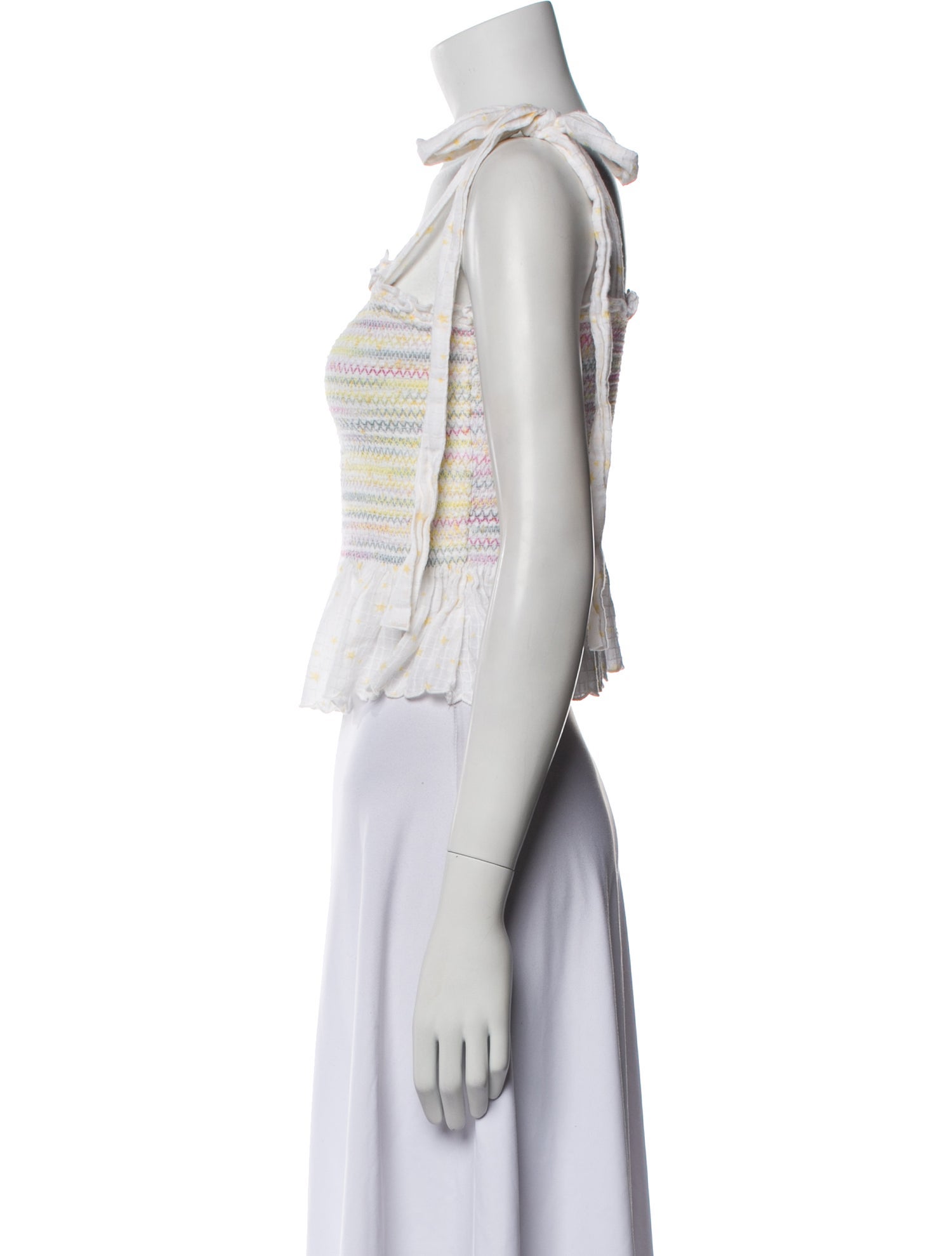 LoveShackFancy Striped Square Neckline Crop Top