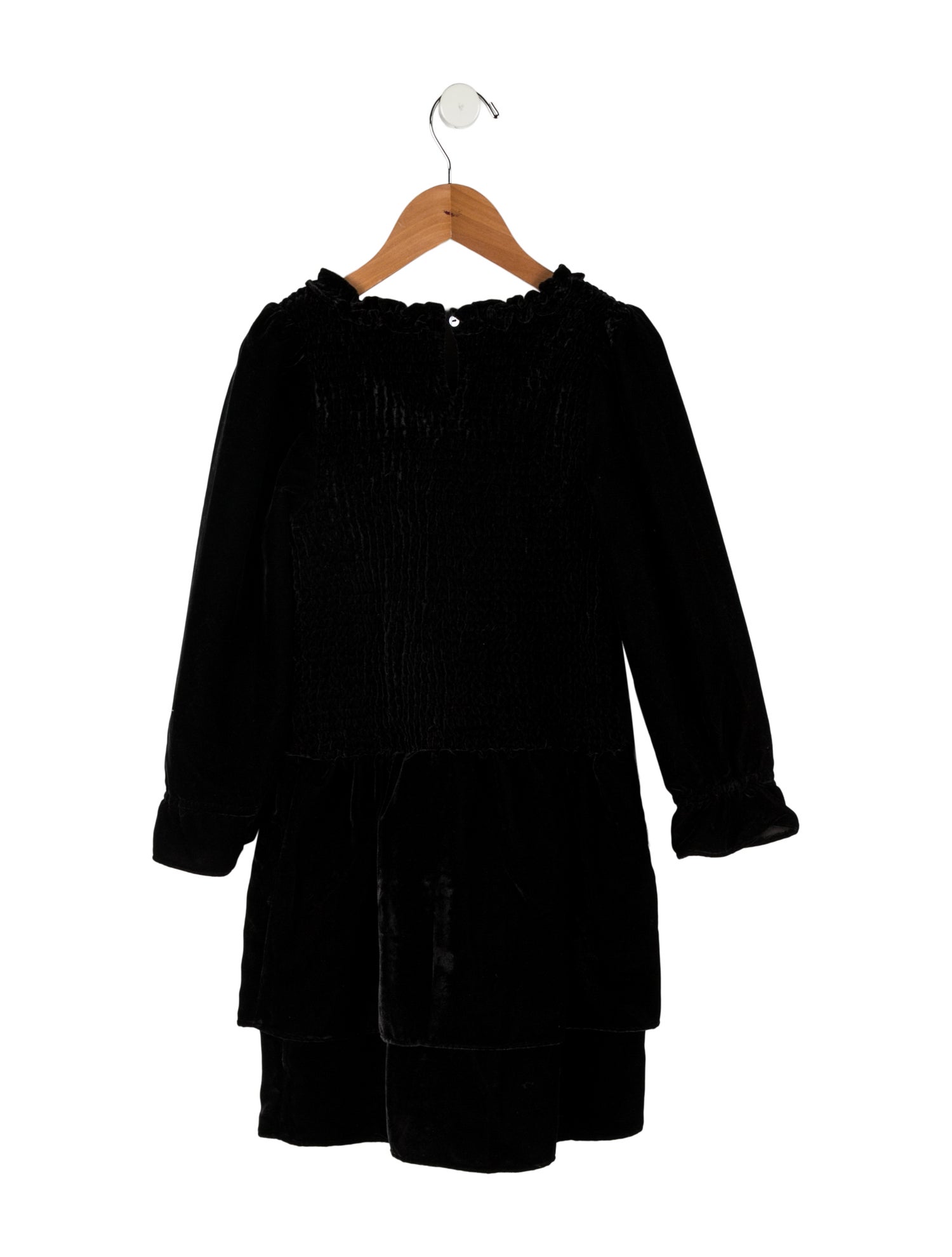 LoveShackFancy Girls' Velvet Long Sleeve Dress