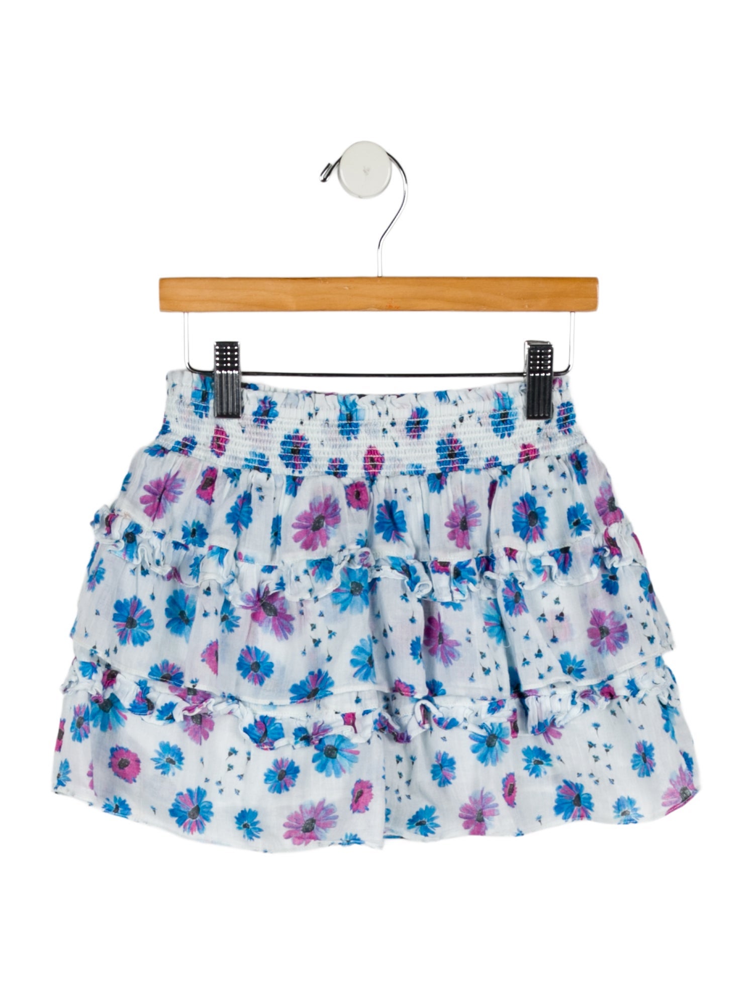 LoveShackFancy Girls' Floral Ruffle Trim Skirt