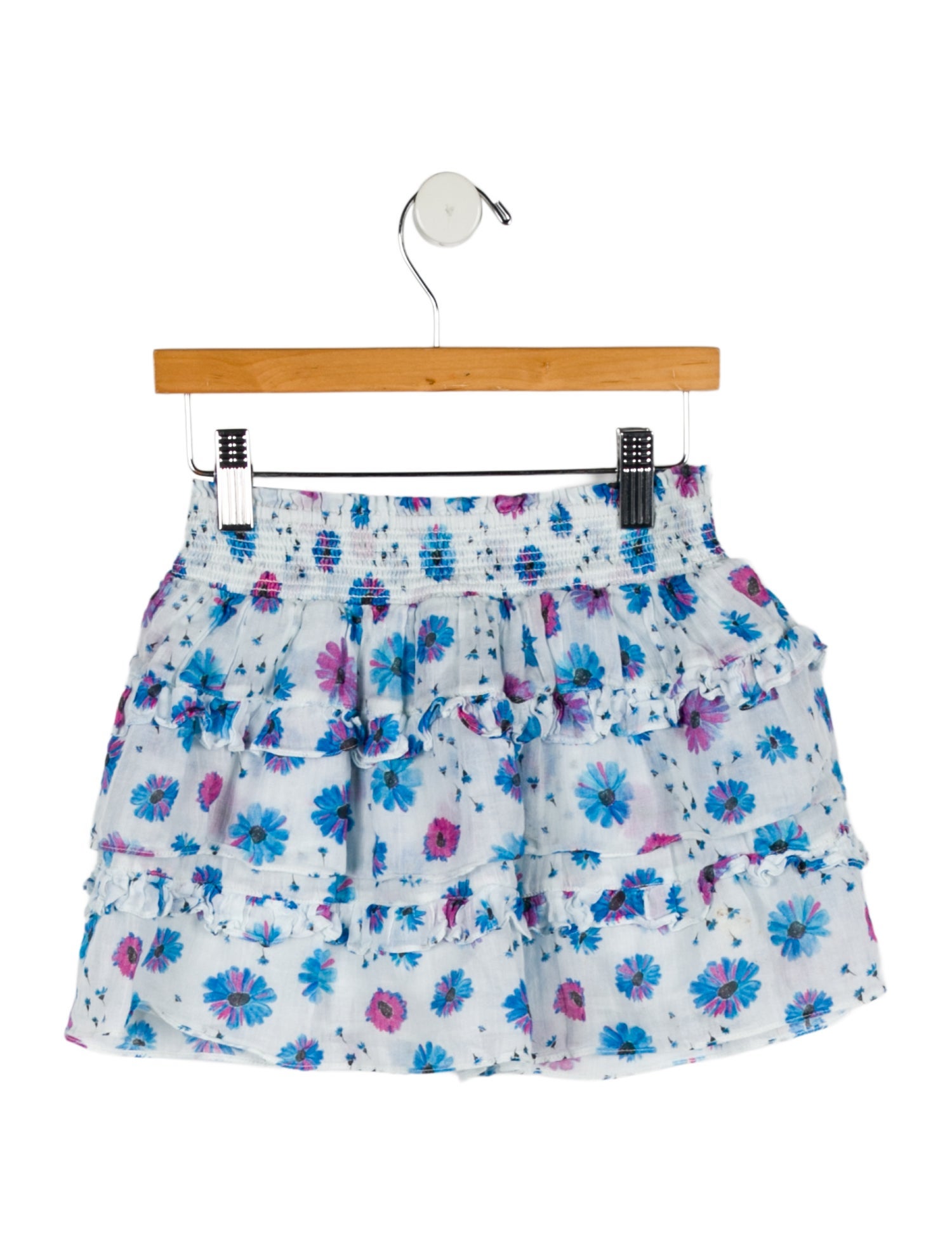 LoveShackFancy Girls' Floral Ruffle Trim Skirt