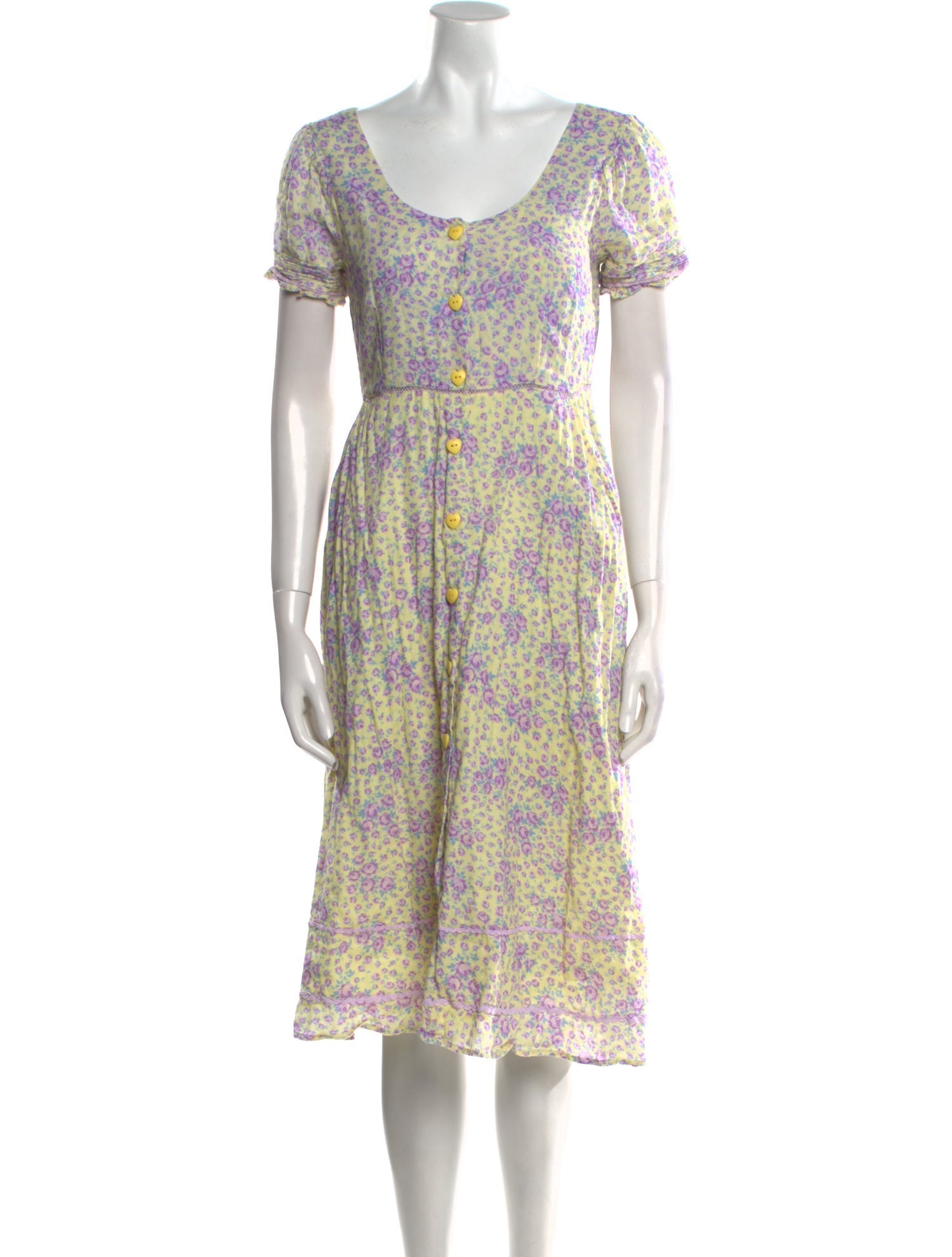 LoveShackFancy Floral Print Midi Length Dress