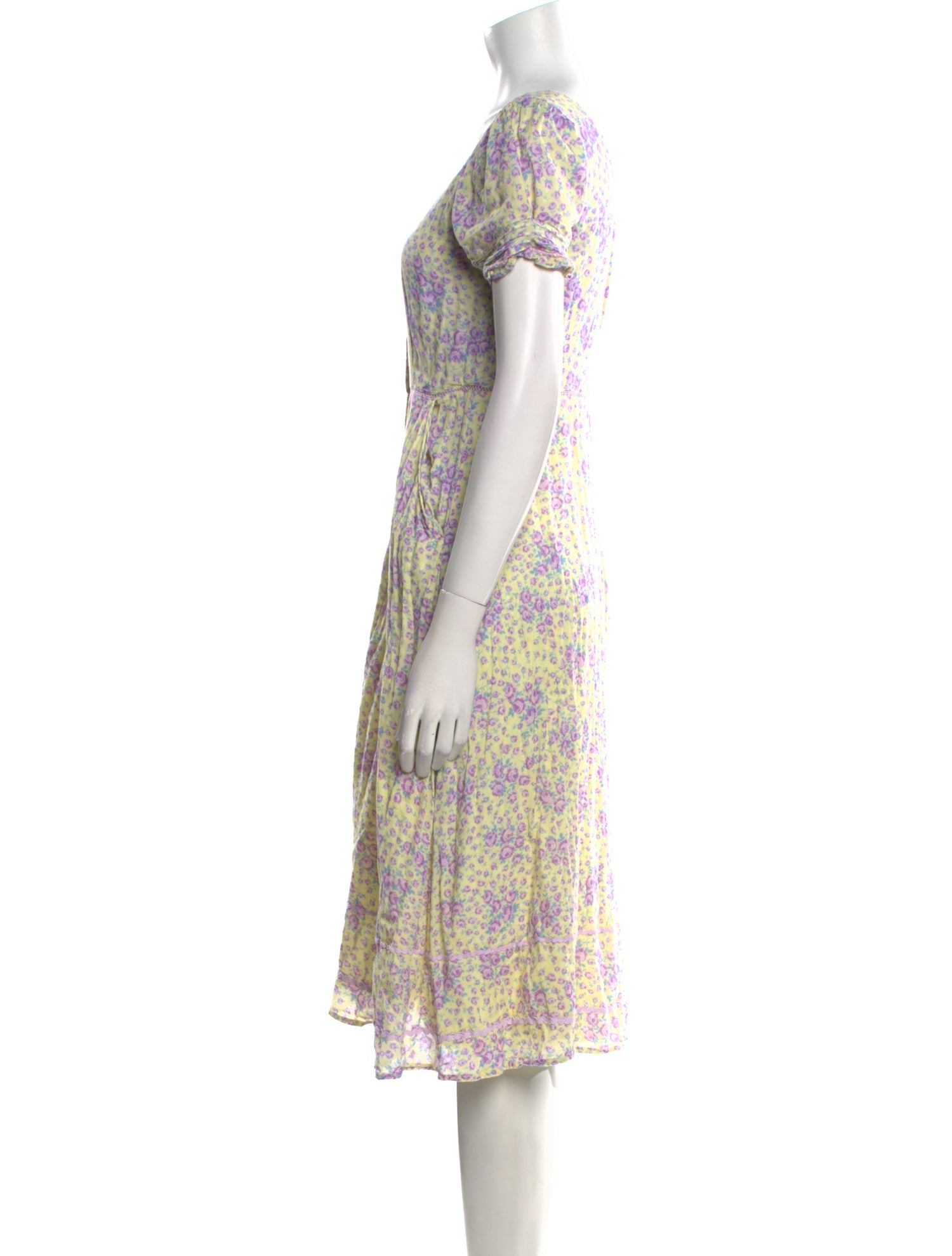LoveShackFancy Floral Print Midi Length Dress