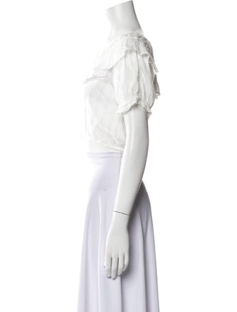 LoveShackFancy Off-The-Shoulder Short Sleeve Crop Top