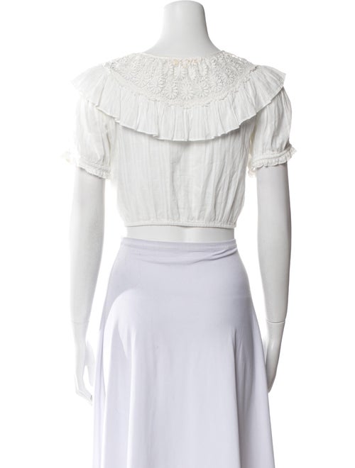 LoveShackFancy Off-The-Shoulder Short Sleeve Crop Top