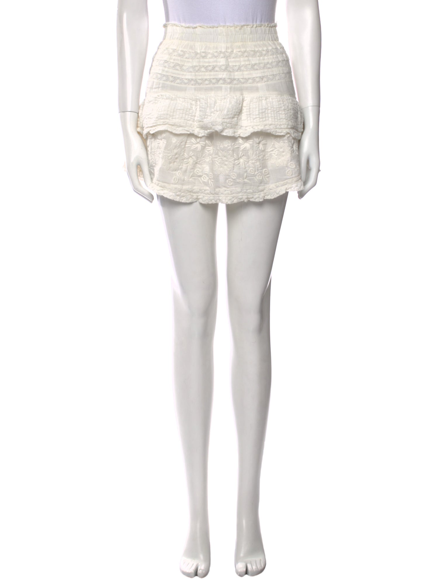 LoveShackFancy Embroidered Accent Mini Skirt