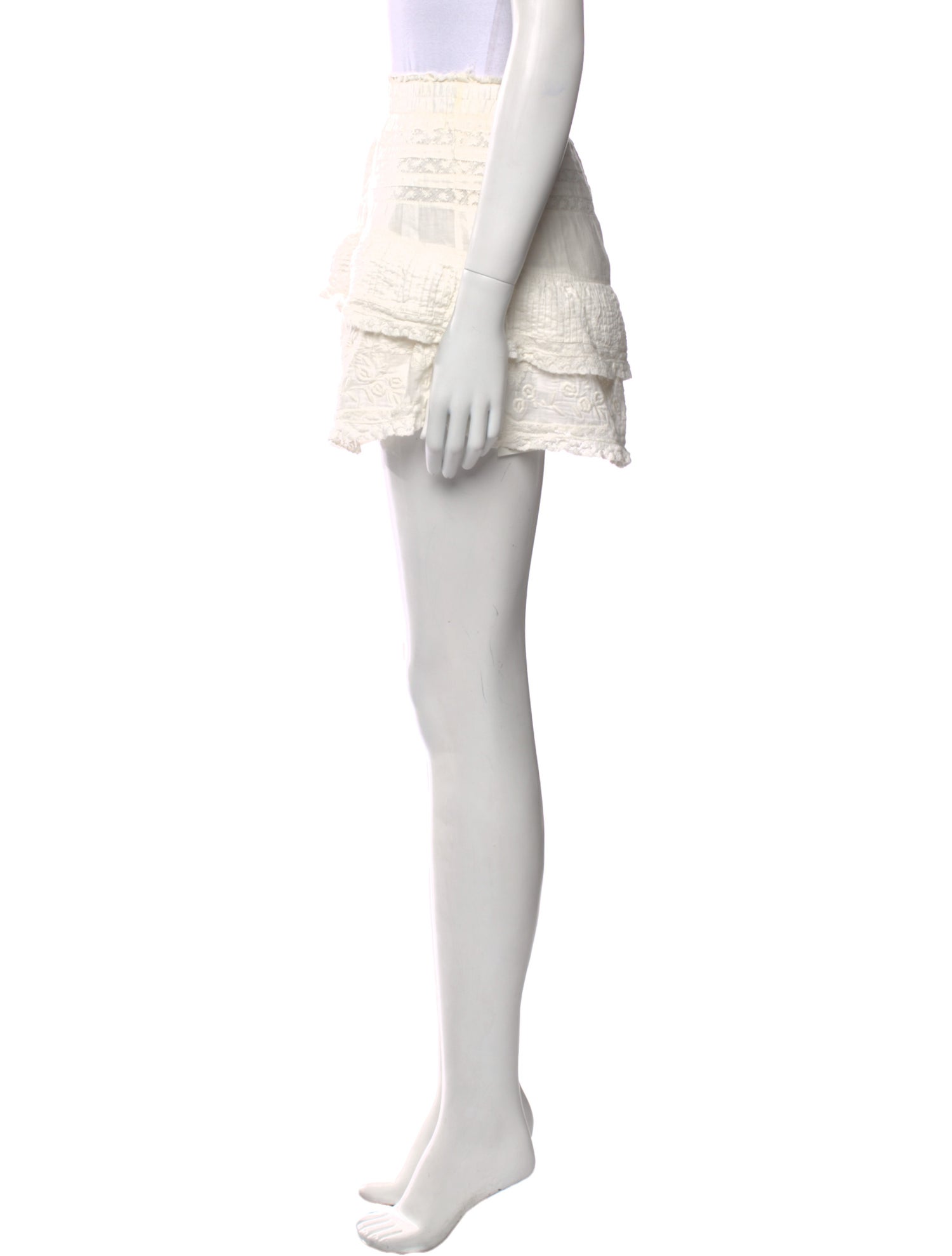 LoveShackFancy Embroidered Accent Mini Skirt