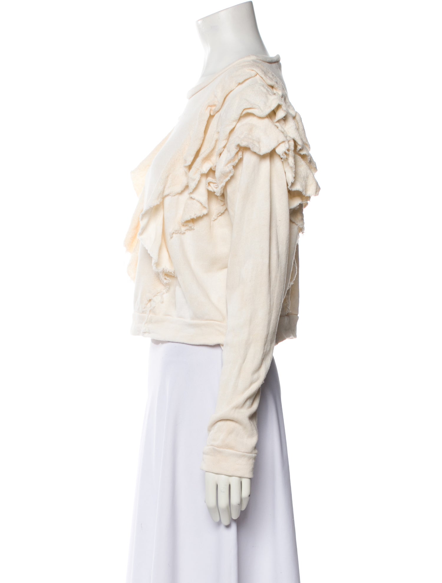 LoveShackFancy Bateau Neckline Long Sleeve Crop Top