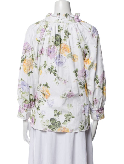 LoveShackFancy Floral Print Crew Neck Blouse