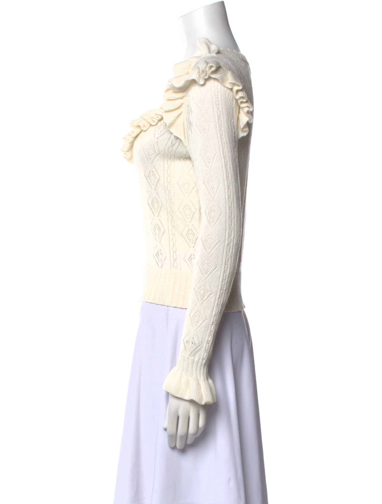 LoveShackFancy Scoop Neck Long Sleeve Crop Top