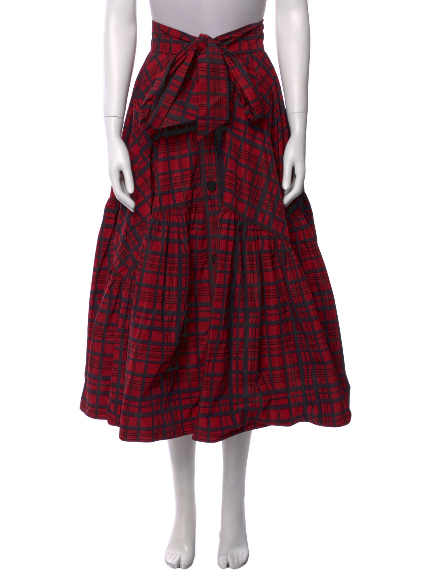 LoveShackFancy Plaid Print Midi Length Skirt