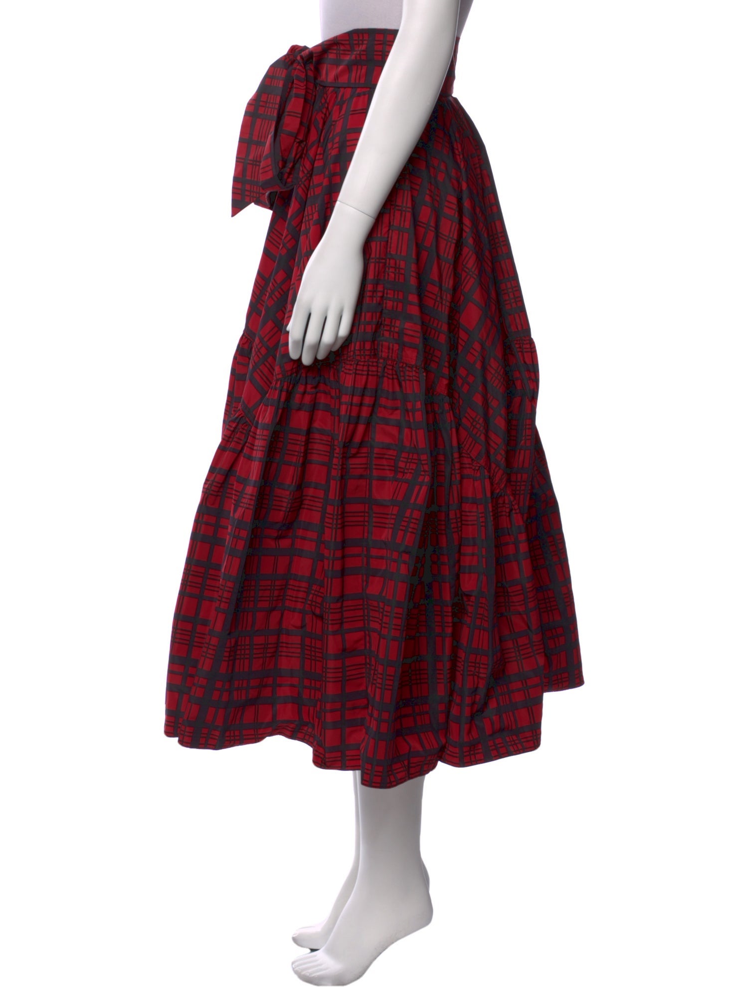 LoveShackFancy Plaid Print Midi Length Skirt