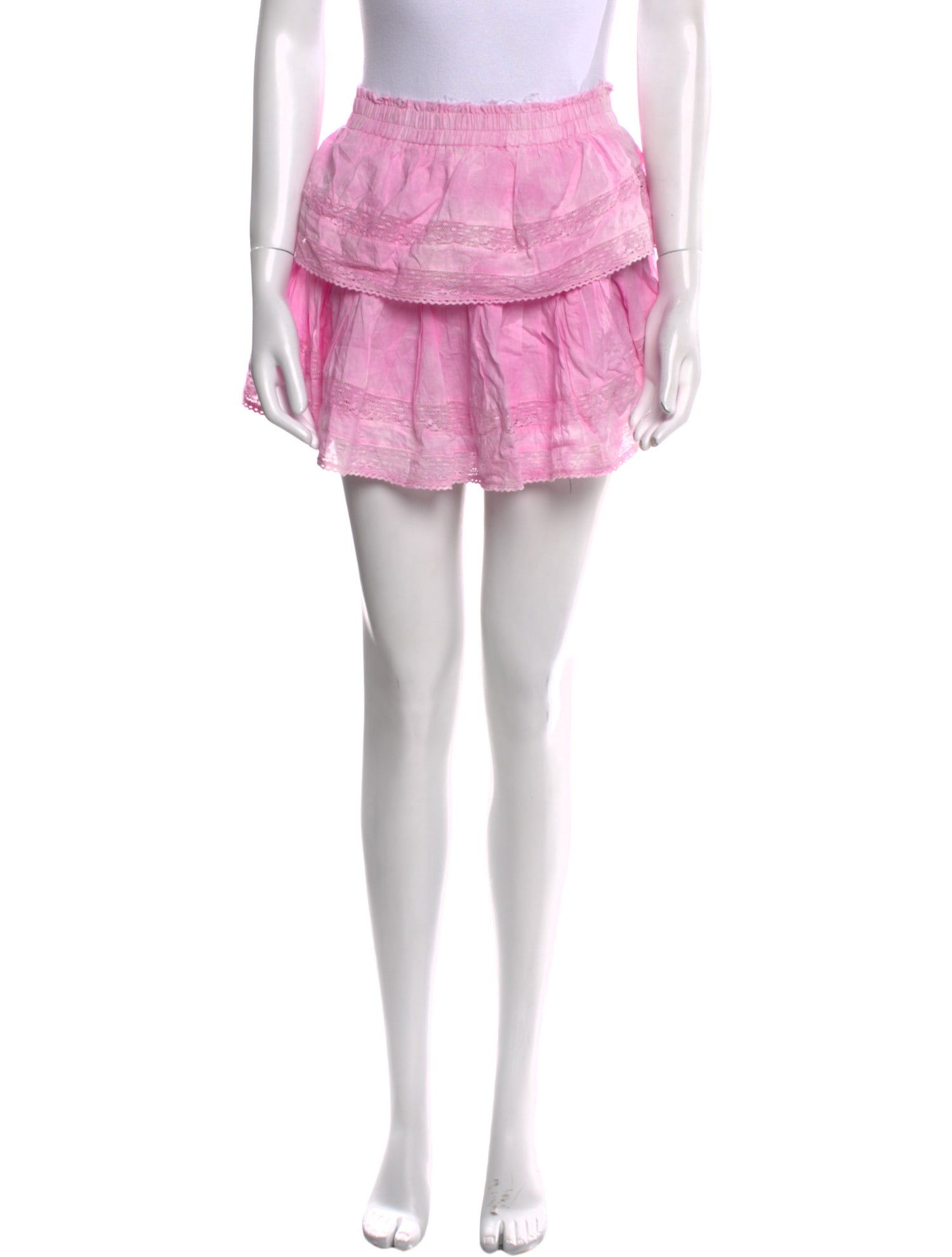 LoveShackFancy Raw-Edge Trim Mini Skirt