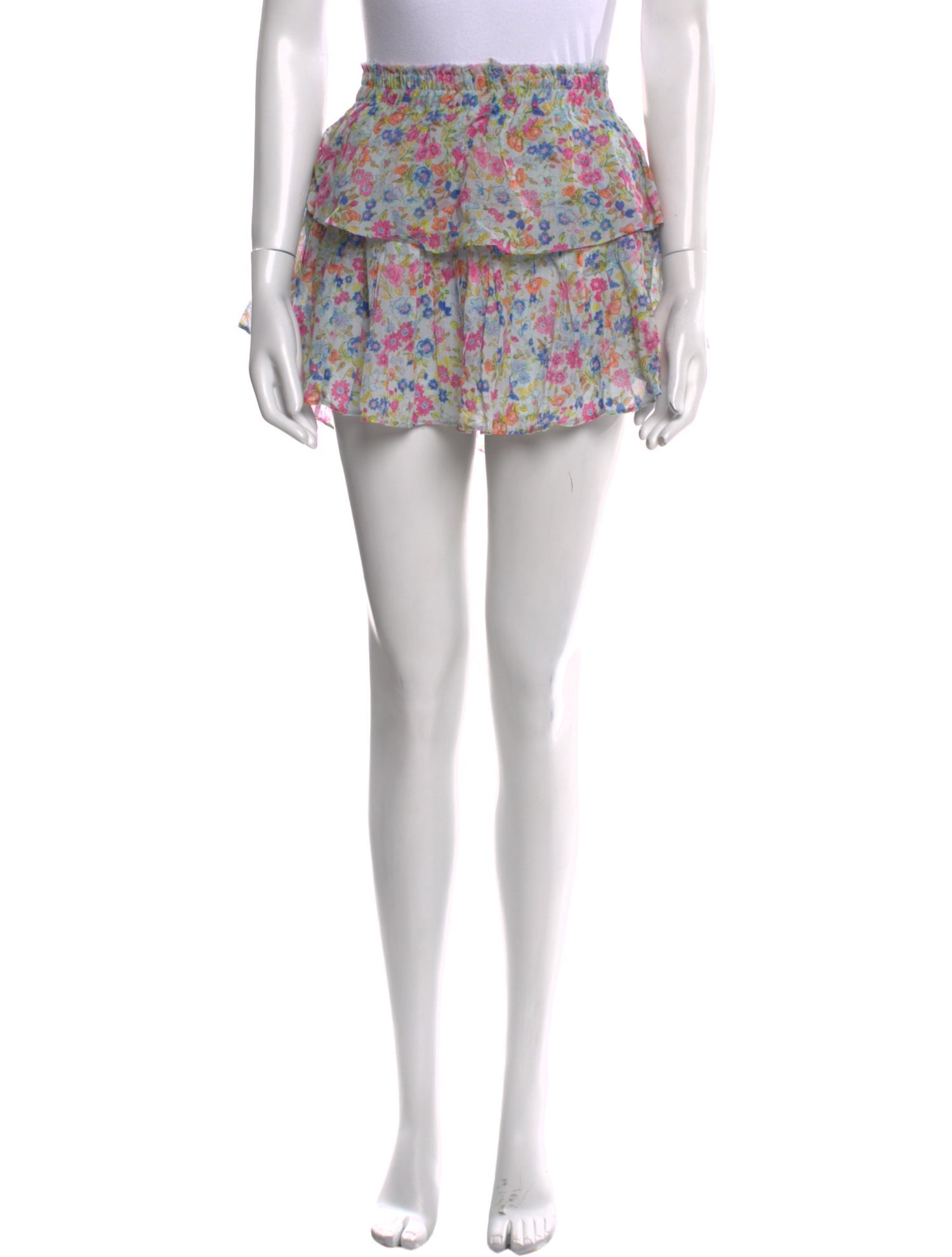 LoveShackFancy Floral Print Mini Skirt
