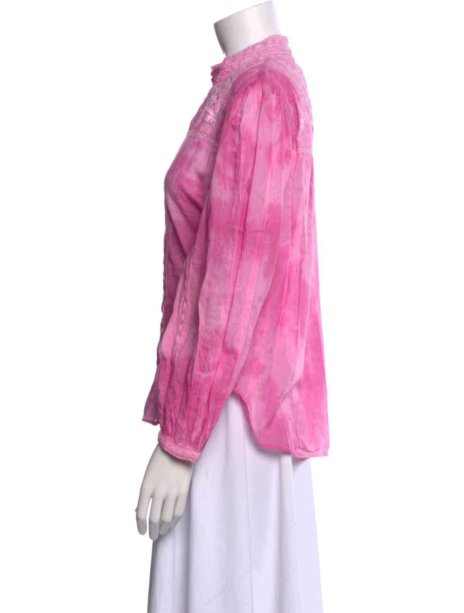 LoveShackFancy Mock Neck Long Sleeve Button-Up Top w/ Tags