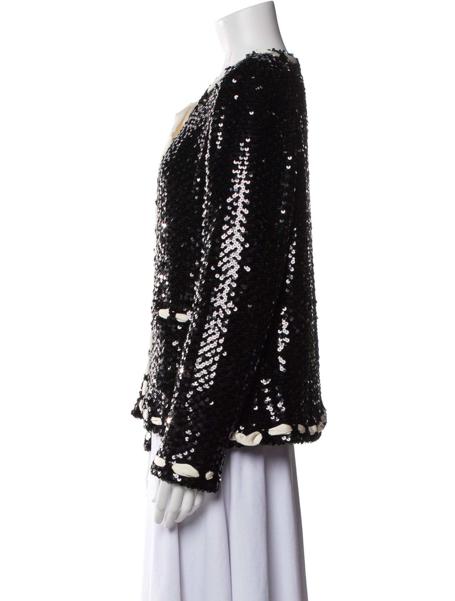 LoveShackFancy Sequin Colorblock Pattern Evening Jacket