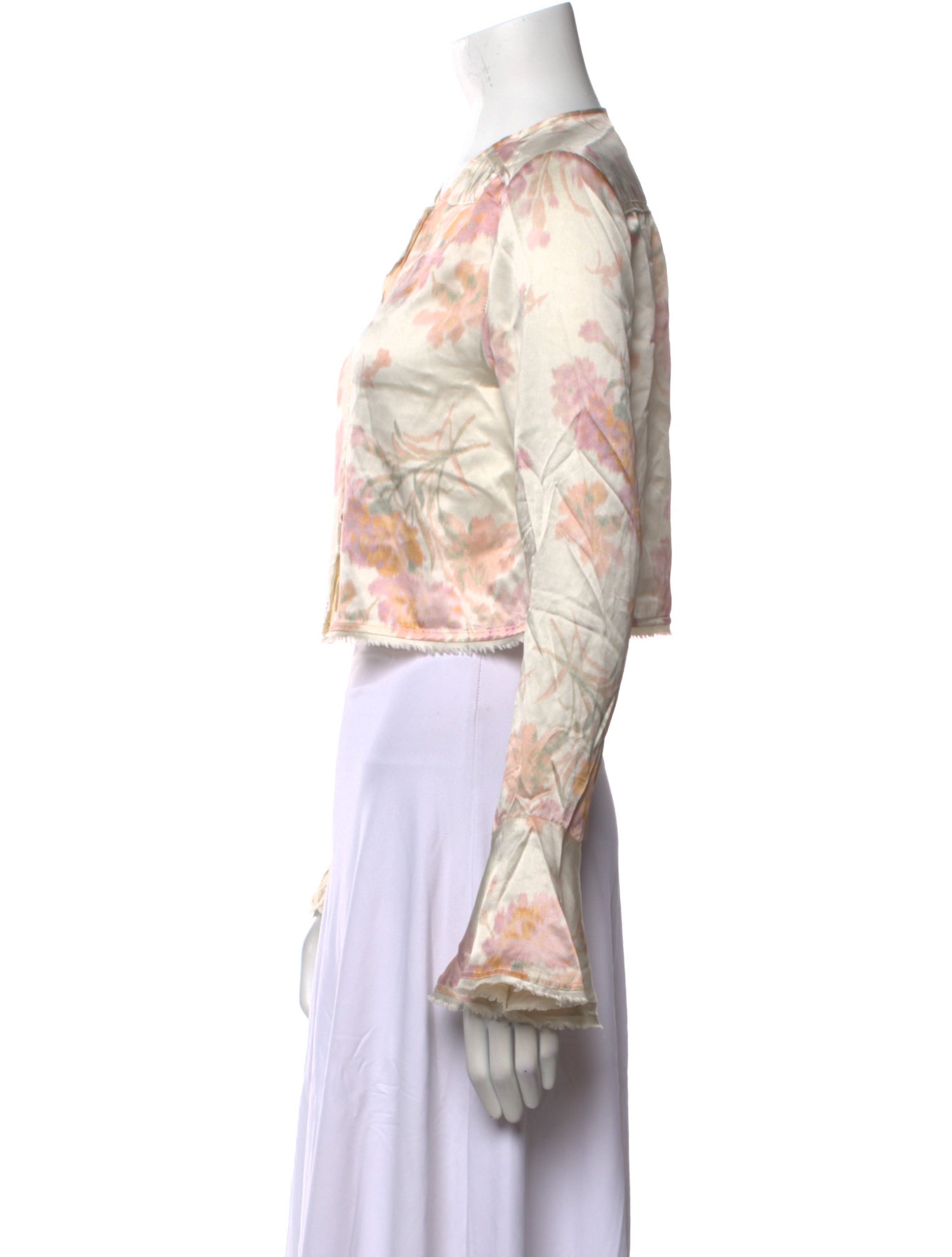 LoveShackFancy Silk Floral Print Crop Top