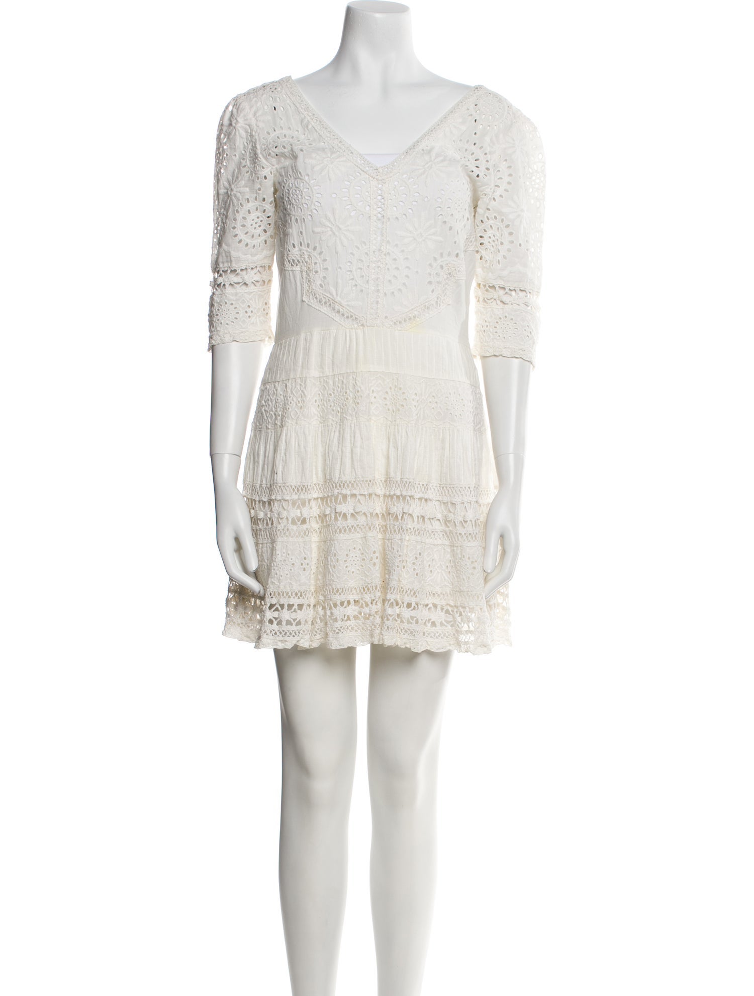 LoveShackFancy V-Neck Mini Dress