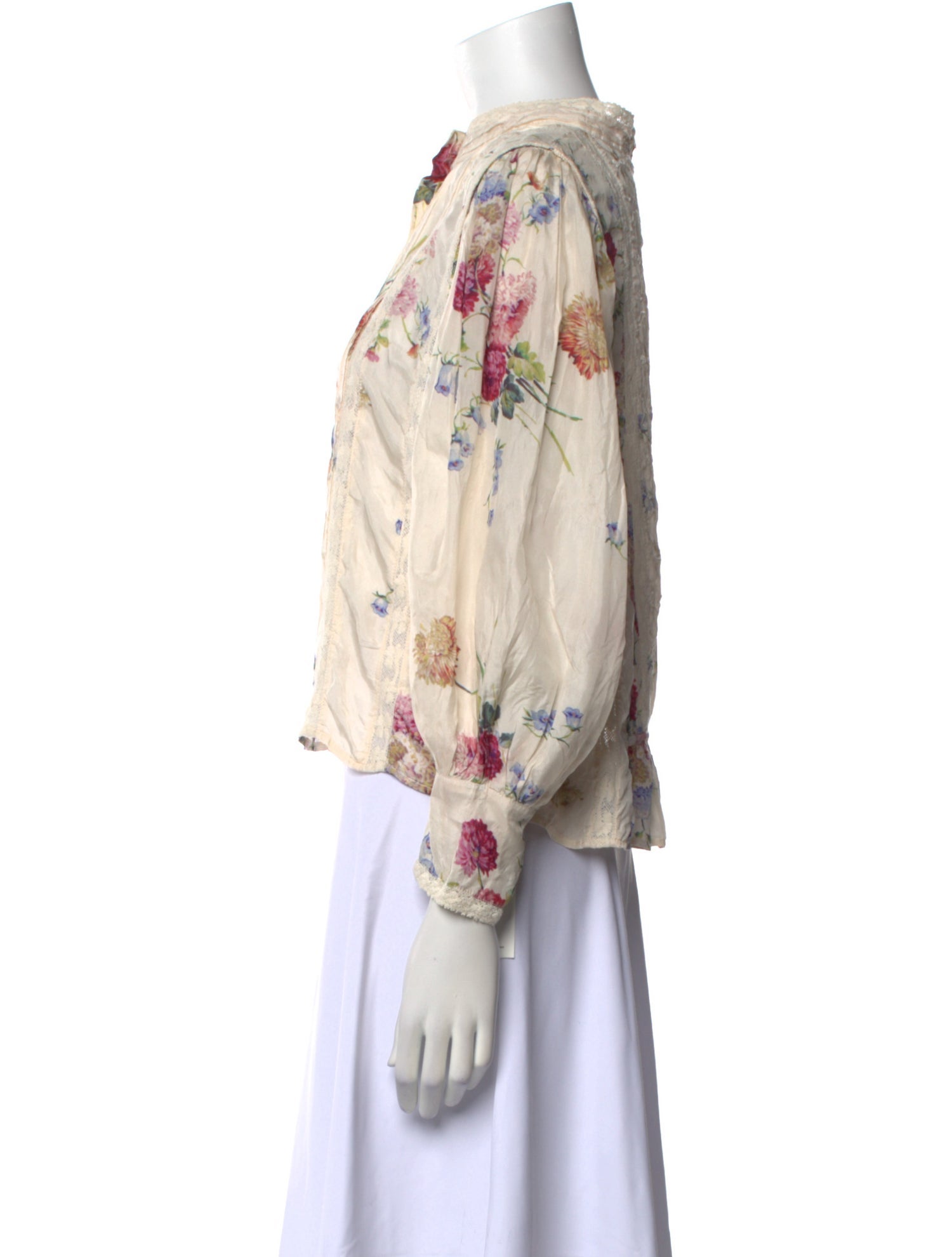 LoveShackFancy Silk Floral Print Blouse