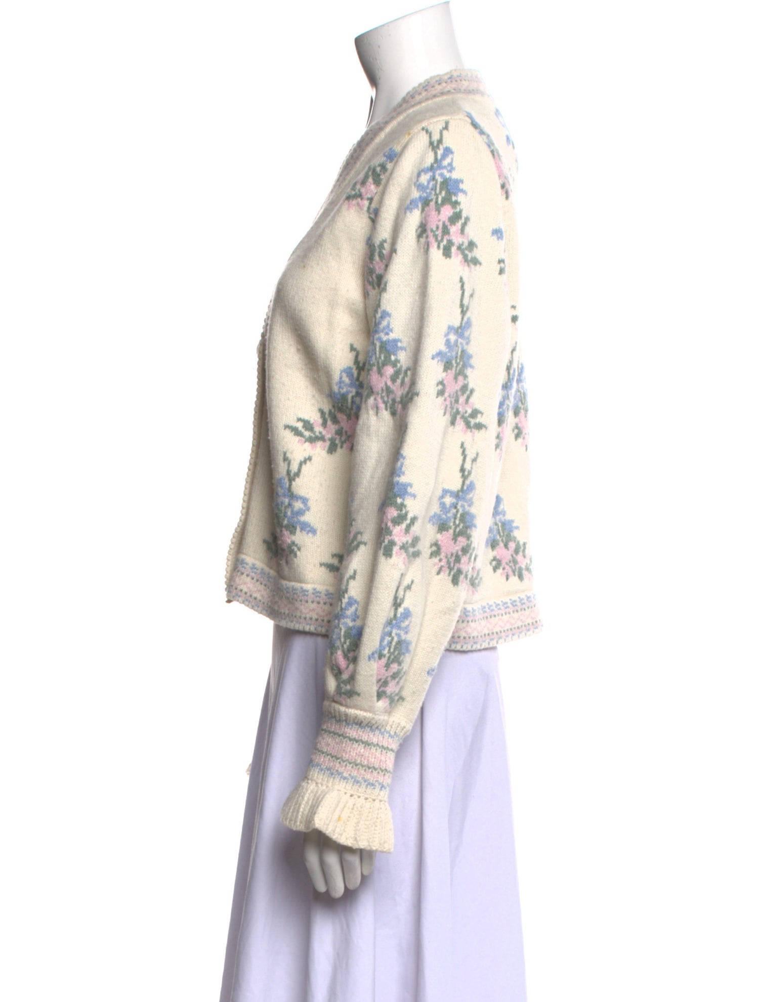 LoveShackFancy Floral Print V-Neck Sweater