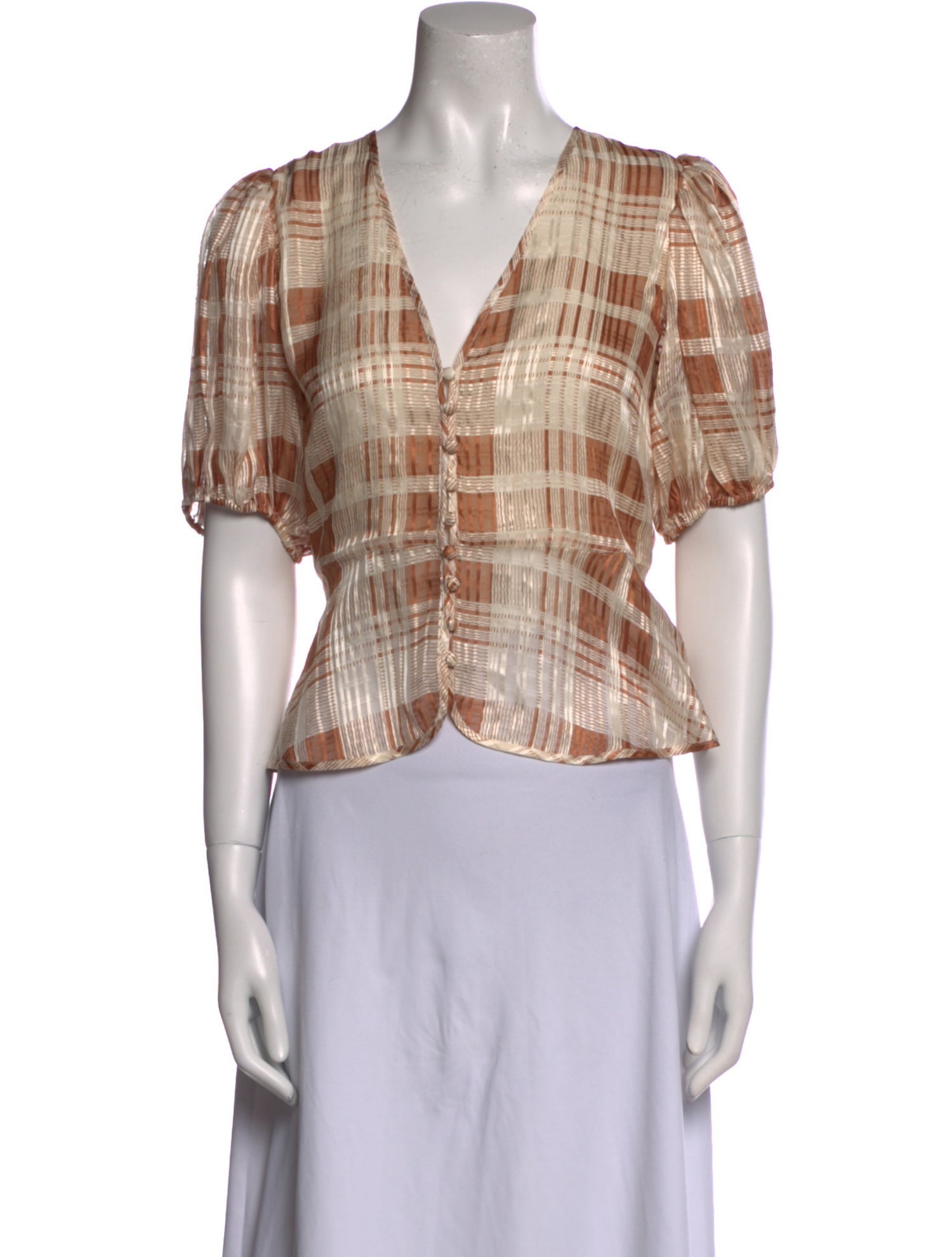 LoveShackFancy Silk Plaid Print Crop Top