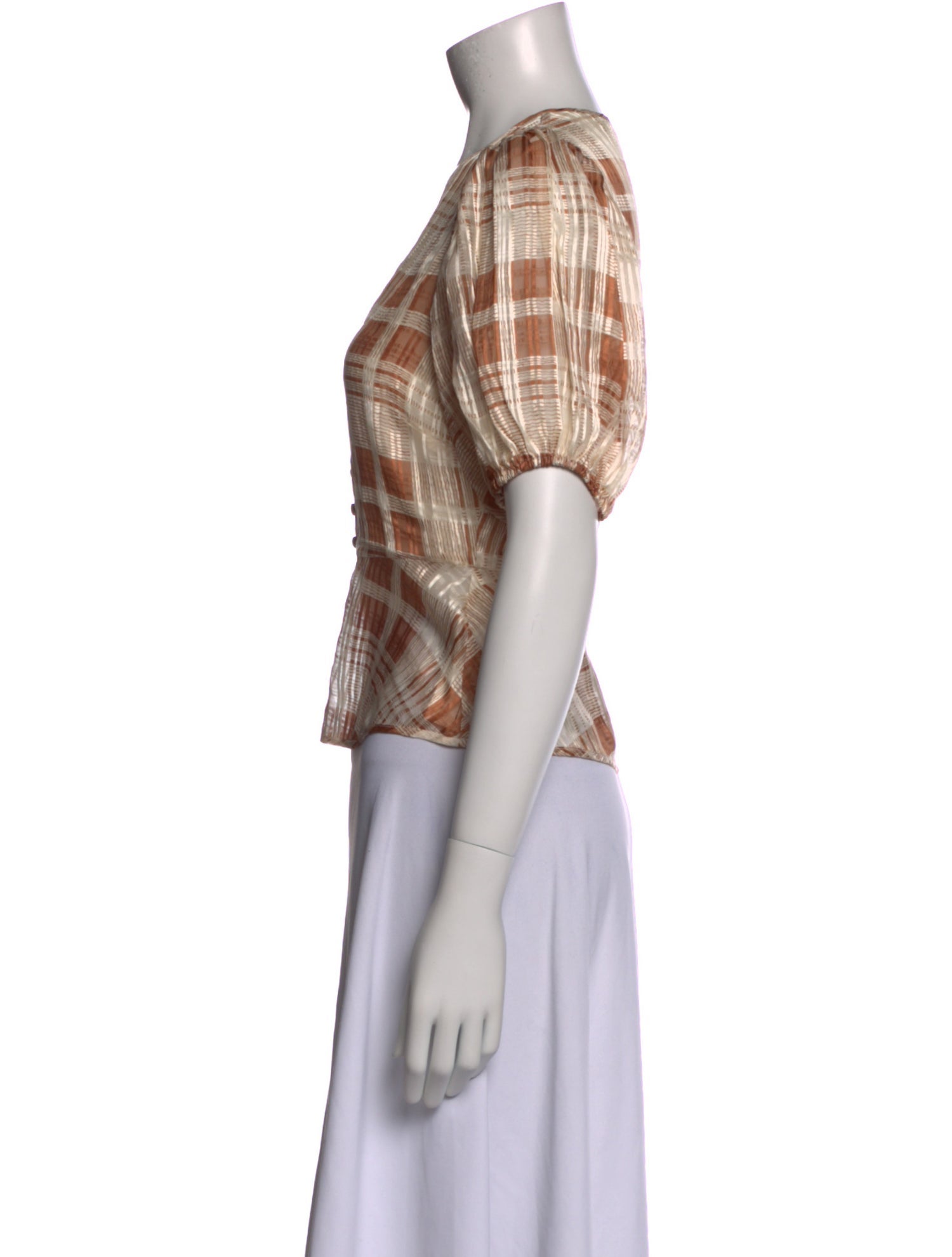 LoveShackFancy Silk Plaid Print Crop Top