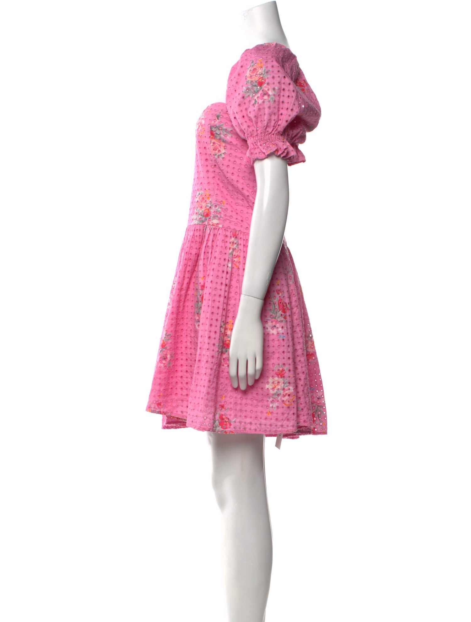 LoveShackFancy Floral Print Knee-Length Dress