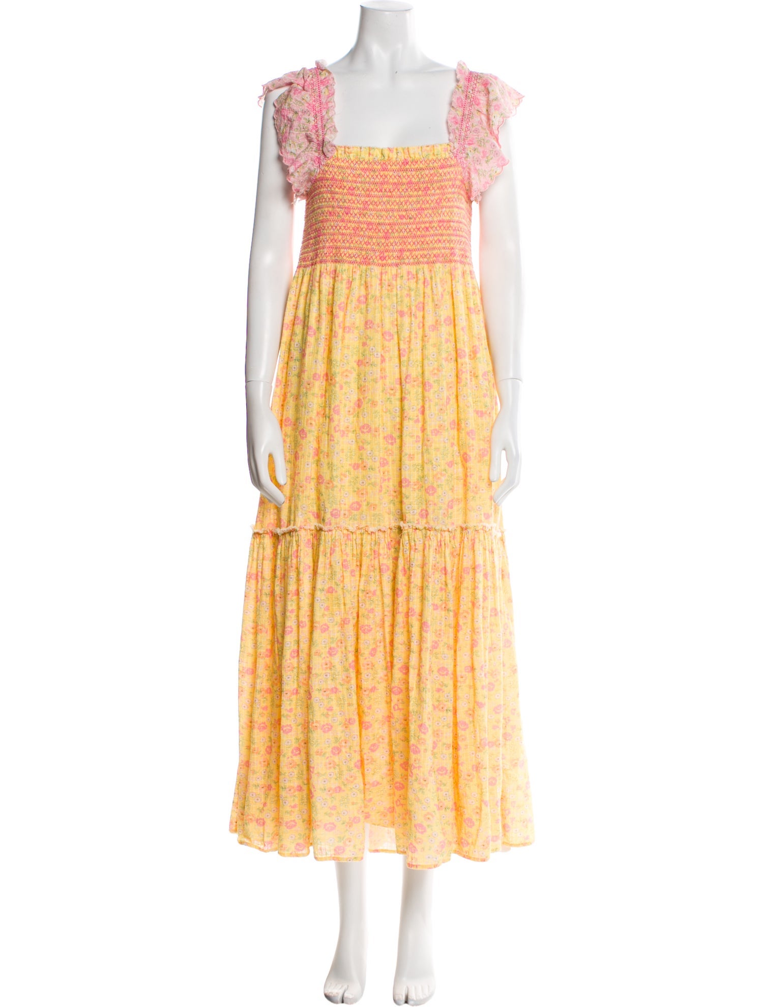 LoveShackFancy Floral Print Long Dress