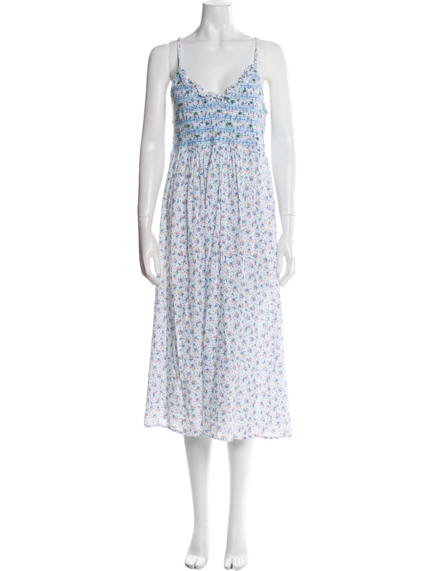 LoveShackFancy Floral Print Midi Length Dress