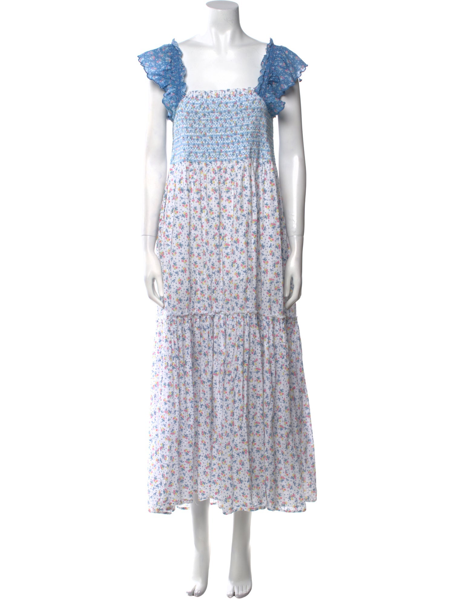 LoveShackFancy Floral Print Long Dress