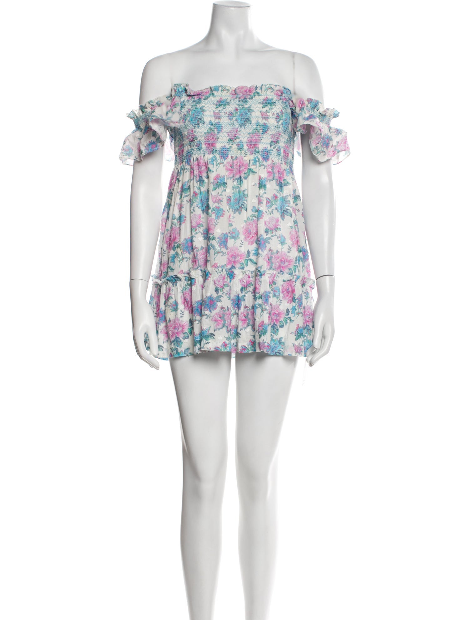 LoveShackFancy Floral Print Mini Dress