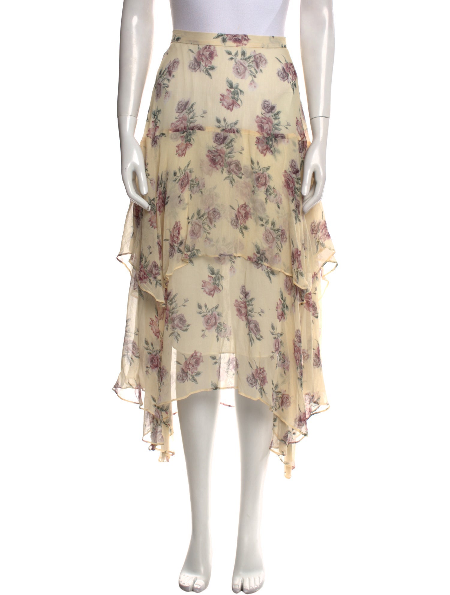 LoveShackFancy Silk Midi Length Skirt