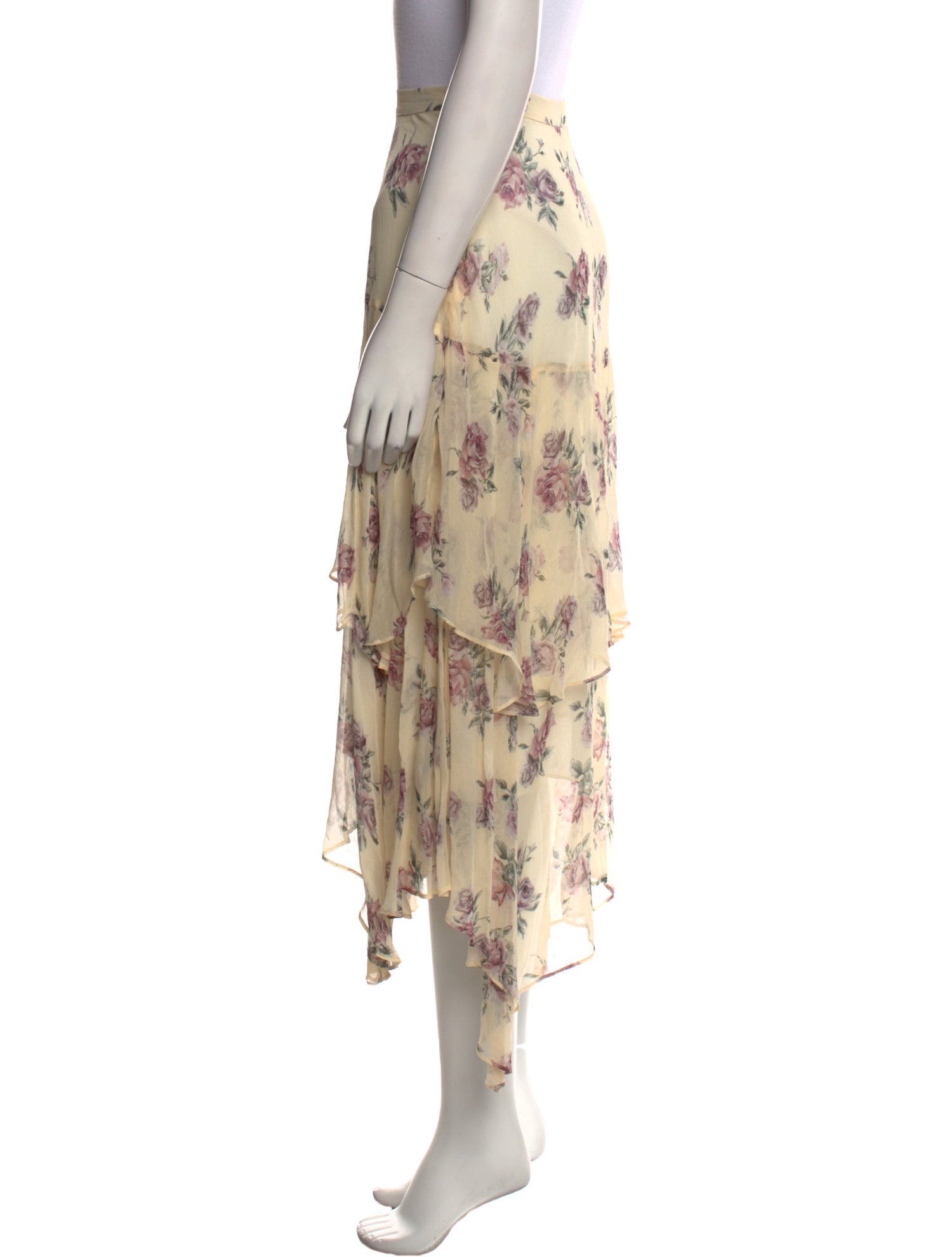 LoveShackFancy Silk Midi Length Skirt