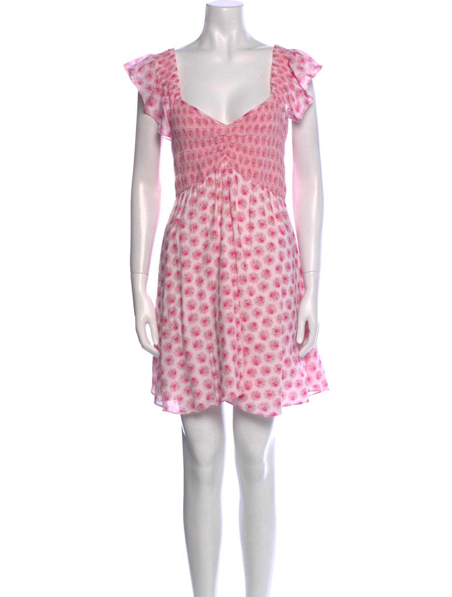 LoveShackFancy Floral Print Mini Dress