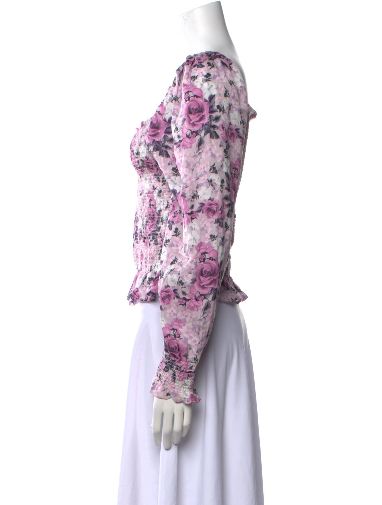 LoveShackFancy Floral Print Square Neckline Blouse